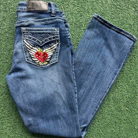Sky Pants - y2k sky bootcut bling jeans